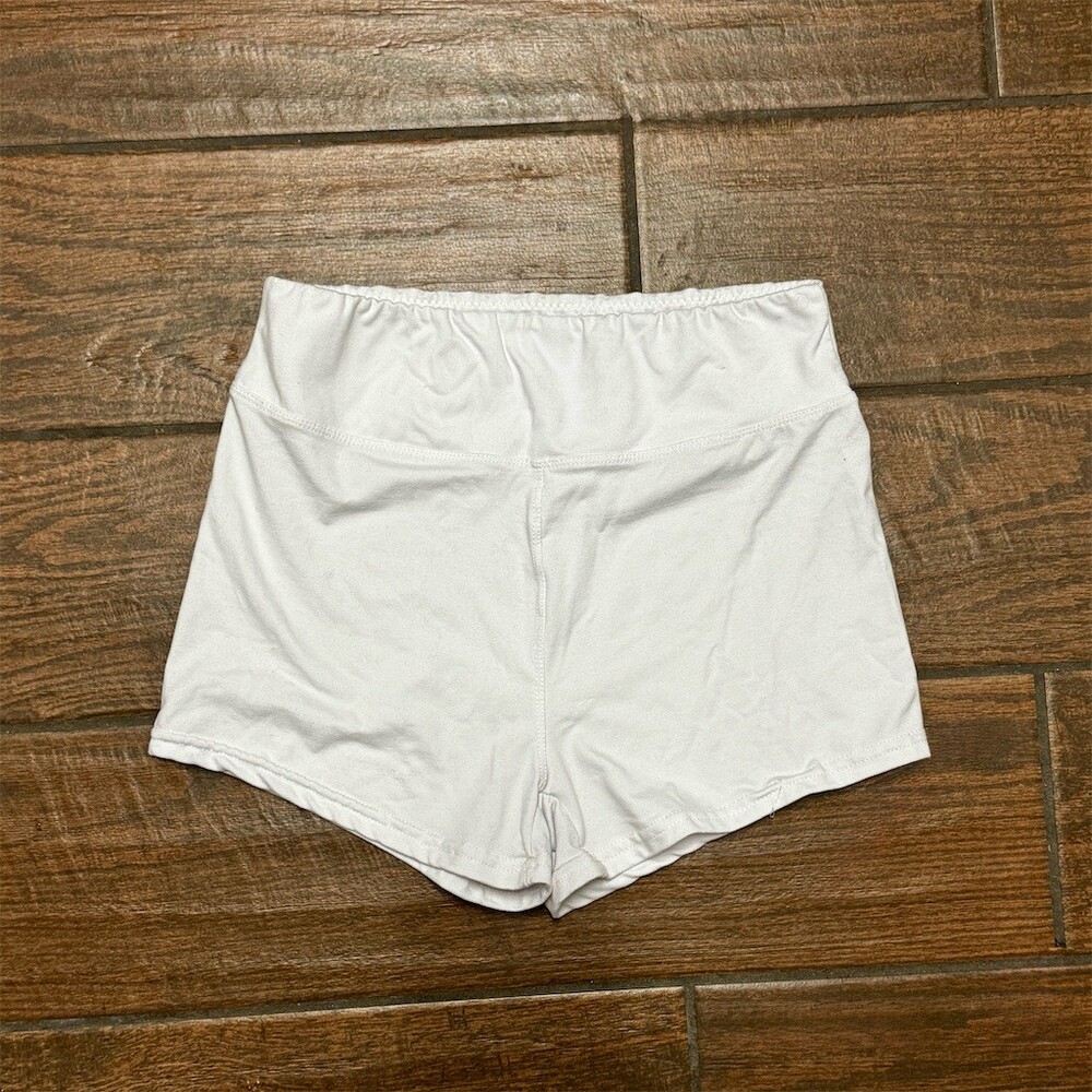 ALWAYS Yoga Workout Shorts Womens Size M White Wide Waistband Pull-On